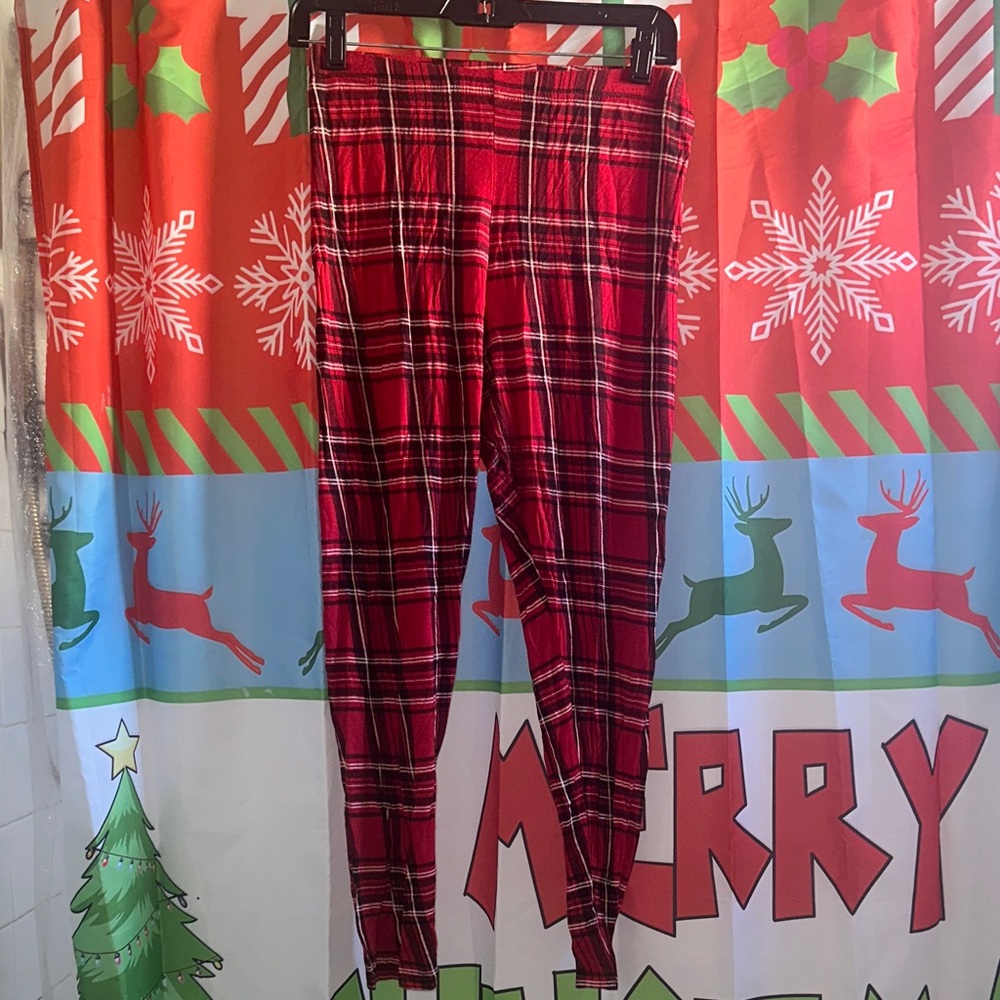 Boohoo Red Plaid Leggings